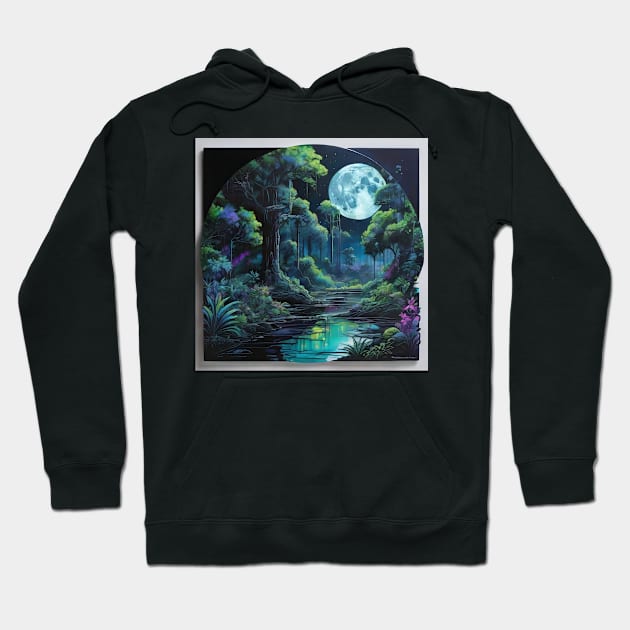 Lunar Neon Jungle (623) Hoodie by WASjourney